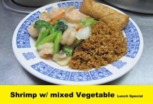 Shrimp with mixed vegetable lunch special